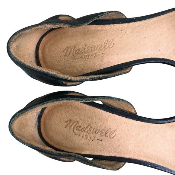 MADEWELL Leather/Suede D’Orsay CutOut Flats 9.5 Black Point Toe Office Classic - Picture 8 of 10